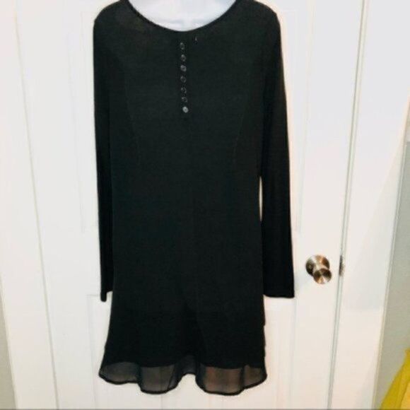 Ya Los Angeles Sweater Swing Button Dress Black M - Picture 6 of 11